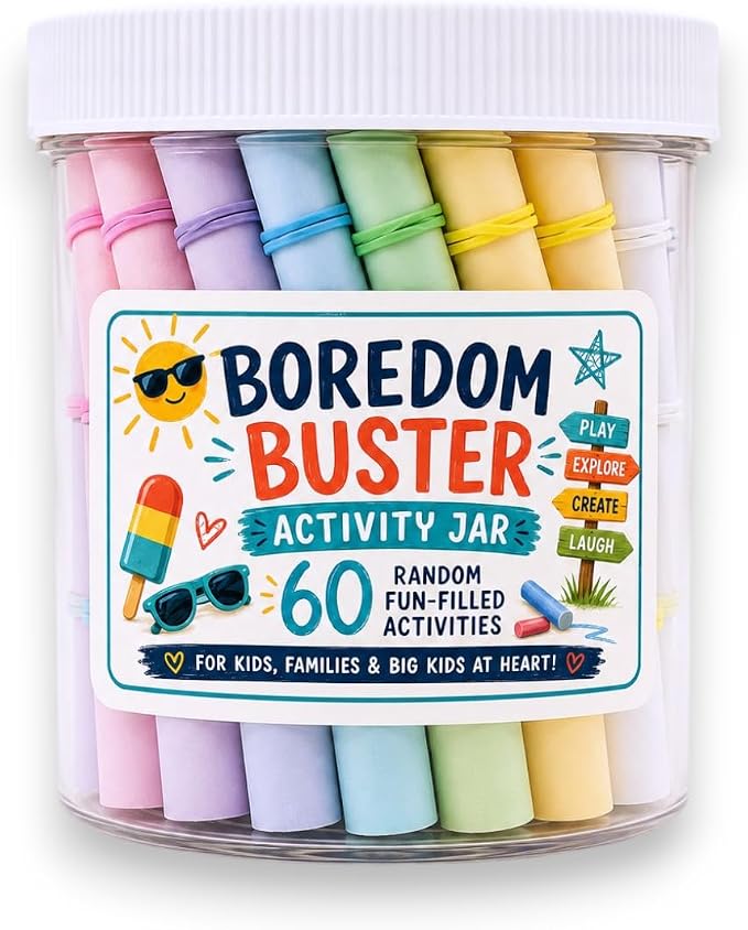 Boredom Buster Jar - PAS | Family Activities, 60 Activities, Screen-Free Fun, Kids & Families, Activity Jar