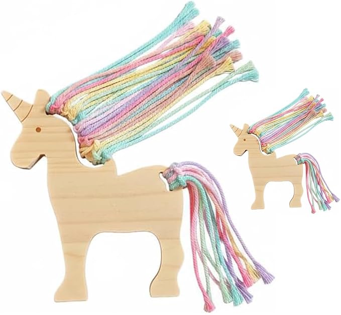 Eray Montessori Wooden Unicorn Lacing Toy for Kids – Safe Non-Toxic DIY Threading Activity with Colorful Cotton Yarn, Fine Motor Skills & Creative Play for Toddlers and Preschoolers