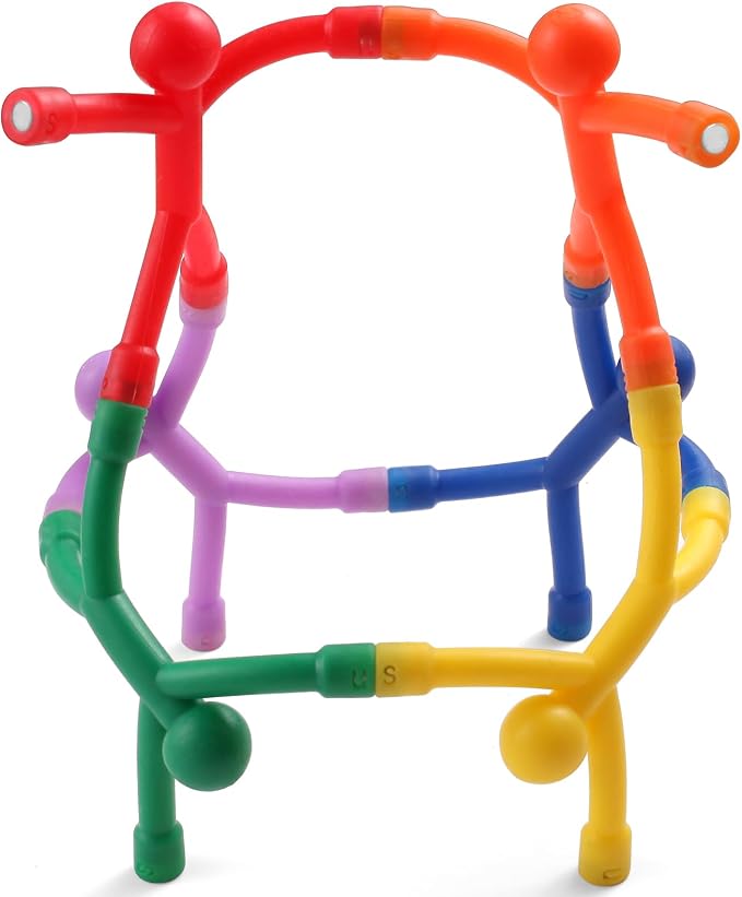 6pcs Magnetic People Figures for Kids 3-8 Travel STEM Fidget Toy | Safe ASTM-certified, Quiet Play for Airplane Car Trips Restaurant, Develops Creativity for Classroom Rewards Stocking Stuffer