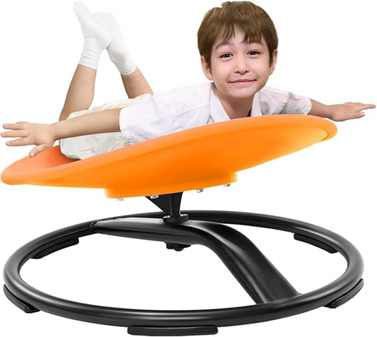 Zhenx Spinning Chair for Autistic Kids (Ages 3-18), Autism Sensory Toy Gift | 220LBS Capacity Sensory Swivel Seat for ADHD Kids, Autism Sensory Products, Calming Gift Improve Focus & Body Balance(Orange)