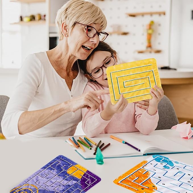 5 Pcs Marble Maze Mat Sensory Fidget Stress Relief Toys, Sensory Mat Toys | Anxiety Calming, Tactile Sensory Toys for Kids Adults Teens Autism with Special Needs School Classroom Home Supplies,2 Sizes