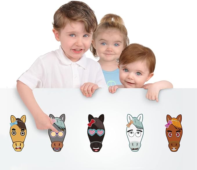 24 Sheets Make a Face Horse Stickers for Kids Toddlers Party Favors | Make Your Own Horse Stickers Birthday Decorations Supplies, Western Cowboy Cowgirl Crafts Activities Gifts Toys Games