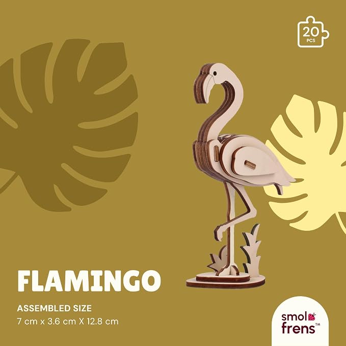 3D Wooden Puzzles for Kids Ages 8+, 6 Pack Animal Puzzles, FSC-Certified Wood, Plastic-Free Toy, STEM Kit for Kids Teens Adults, Wood Craft Model Kit, Individually Wrapped Party Favors - Exotic Frens