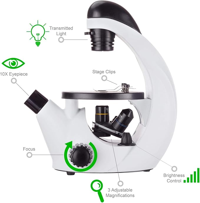 AmScope IN50 by AmScope 200X Inverted Compound Microscope | 40X-200X Magnification Range Compound Biological Microscope