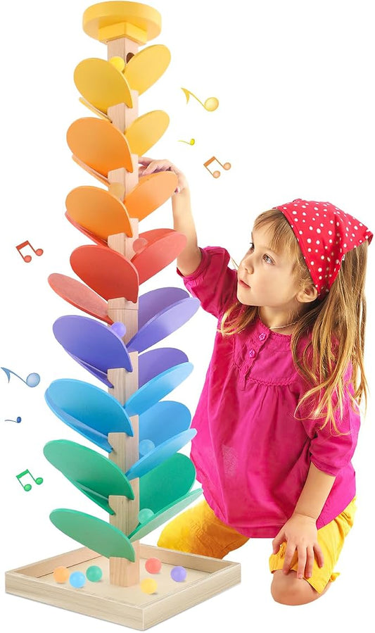 Wooden Marble Run Music Tree Montessori Toys Marble Ball Run for Kids 3-5 | Wood Ball Drop Toys for 4-8 8-12 Color Sorting Learning Game Boys and Girls Birthday Holiday Gift