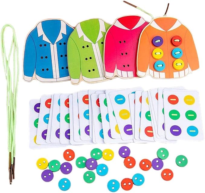 Lacing Toys Threading Sewing Button for Kids Early