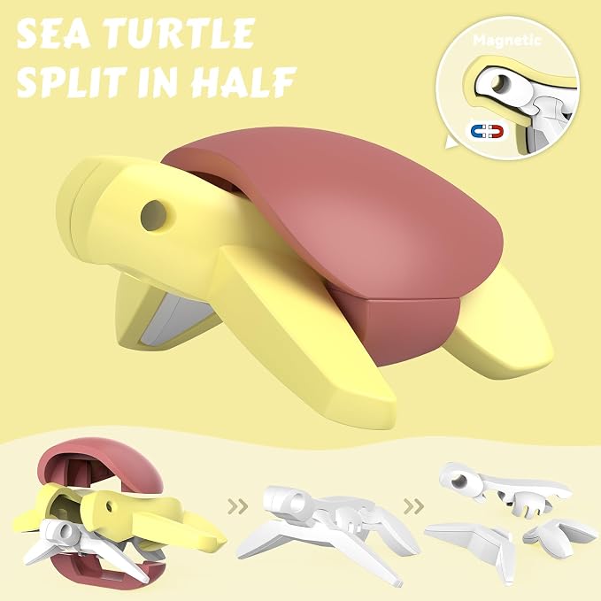 Magnetic Ocean Animals Building Toys,STEM Toddler Learning Toys 3D Puzzle Sea Animals for Boys Girls, Educational Magnetic Travel Montessori Toy Turtle Whale Shark,Unique Birthday Gift for Kids 3 4 5