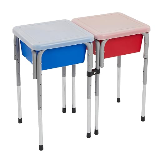 ECR4Kids 2-Station Sand and Water Adjustable Play Table, Sensory Bins, Blue/Red | Durable plastic/steel, GREENGUARD Gold Certified, 3-5 years, 80 lb capacity, adjustable legs, easy-lift lids, indoor/outdoor
