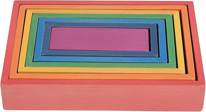 TickiT - 73414 Wooden Rainbow Architect Rectangles - Nesting Puzzle - Stacking Blocks for Ages 12M+