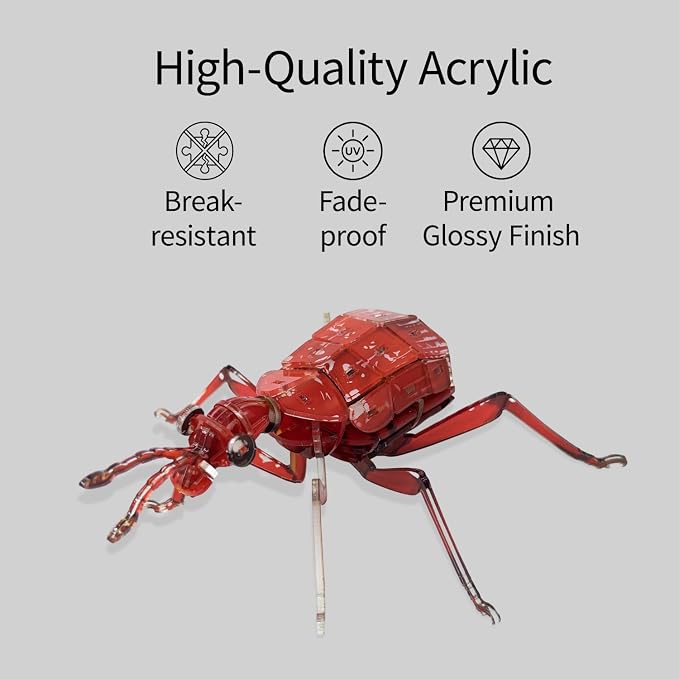 3D Acrylic Insect Puzzle DIY Bug Model Kit Animal STEM Gift | Building Kits Crafts Figurine Sculpture Nature Decoration Educational Display Toys for Kids and Adults (Giraffe Weevil)