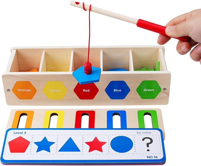 Montessori Magnetic Color Shape Sorting Matching Box, | Blue Wooden Educational Toy, Early Learning, Fine Motor Skills, For kids