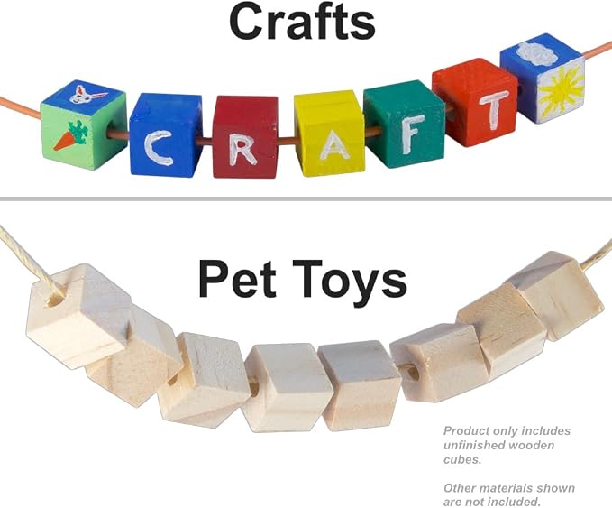 Wood Cubes with Holes, 100-Pack - 1/2 in. Blocks for STEM Cars | 100 half-inch wood cubes pre-drilled for axles and dowels, ready for car and machine builds
