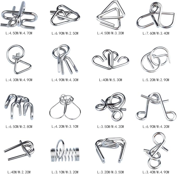 Brain Teaser Puzzle Wooden Threading Rope Loop Puzzle Luban Lock Brain Teaser Game Adult Kids Toy Puzzles for Adults (16)