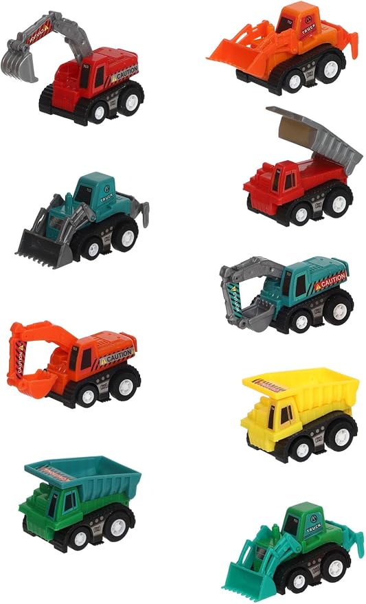 Small Construction Vehicles Toy Cars for Toddlers 1-3, Mini Pull Back Cars Trucks for Toddlers 2-4, Birthday Party Favors Kids 3-5, Goodie Bag Stuffers Boy Potty Training Prizes Sensory Bin Toys (9)