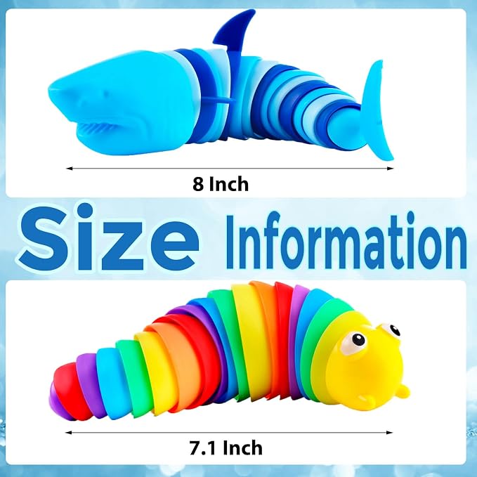 Kabvy Sensory Slug and Shark Fidget Toys, Stress Relief Toys for Kids 3+ | Slug & shark sensory fidget toys, autism & ADHD anxiety relief, travel play, classroom prizes, party favors, ages 3+