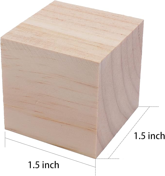 Tosnail 50 Pack 1.5 Inches Unfinished Wooden Cubes Wooden Blocks - Great for Crafts Making