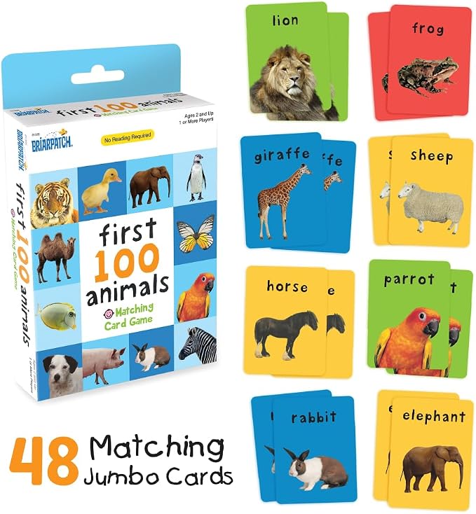 Briarpatch, First 100 Animals Matching Card Game, Based On Board Books by Roger Priddy, Preschool Learning for Kids