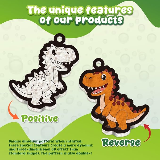 Artnedu Magic Puffy Paint Kit for Kids,Dinosaur Theme,Mess-Free DIY Toy | 3D Color Activity,Screen-Free Entertainment,Paint by Number Craft for Kids,Gift for Girls & Boys Ages 4, 5, 6, 7, 8, 9, 10