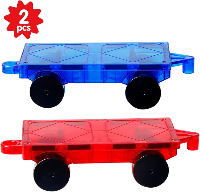 MAGBLOCK 2-Piece Car Set Suitable for Magnetic Blocks Tiles | Magnetic Toy Vehicles and Accessories, Expand and Enrich Your Magnet Tiles STEM Educational Toys