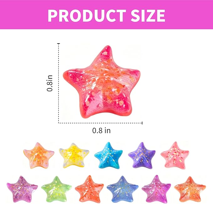 60Pcs Mini Resin Starfish Figurines Tiny Sea Shell Star Figure for Crafts | Bulk Star Fish Shells Aquarium Decorations, Glow in the Dark, 12 Styles 5 Pieces Each, estrellas de mar para decoración