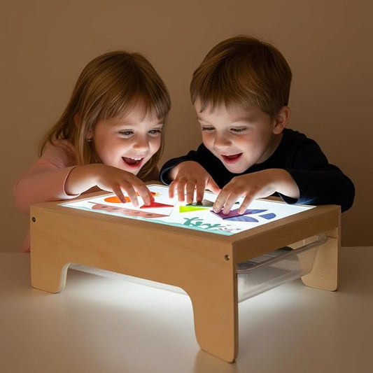 bopoobo Light Table for Kids -Sand Painting Light Box All-in-One Sandbox Alternative with Tracing Light Box, 10 Dimming Levels & 50+ Pieces(USB)