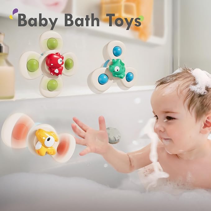 Suction Cup Spinner Airplane Travel Toys for 1 Year Old Boy Girl | Spinning Top 12 18 Months,1 2 Year Old Boy Birthday Gift,Baby Bath Toy for Kids Ages 1-3,Sensory Toy for Infant Toddlers