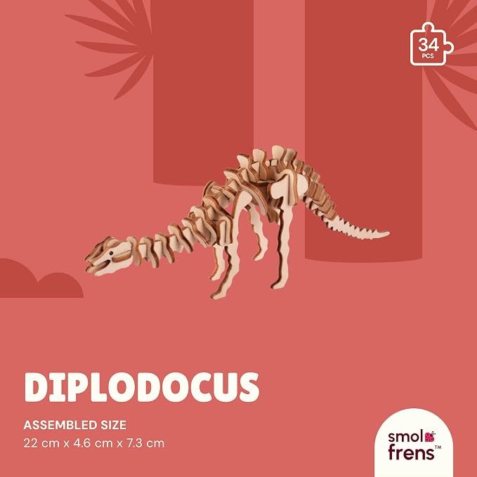 3D Wooden Puzzles for Kids Ages 8+, 4 Pack Dinosaur Puzzles, FSC-Certified Wood, Plastic-Free, STEM Kit for Kids Teens Adults, Wood Craft Model Kit, Individually Wrapped Party Favors - Jurassic Frens