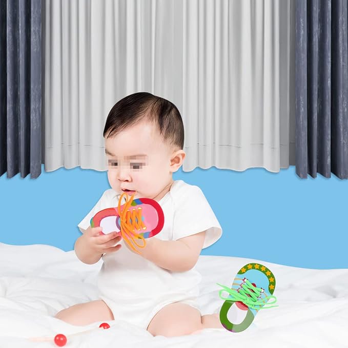 Toyvian Children Shoelace Threading Toy 2Pcs Toddler Lacing Shoes Educational Activity Early Learning Aid for Hand-Eye Coordination and Patience Development
