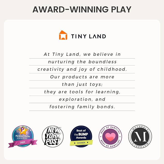 Tiny Land Montessori Baby Toy Set 4-6 Months 4 in 1 Motor Skills Kit | Soft cloth book, spinning rainbow toy, silicone blocks, baby tissue box, tummy time, teething and fine motor play gift