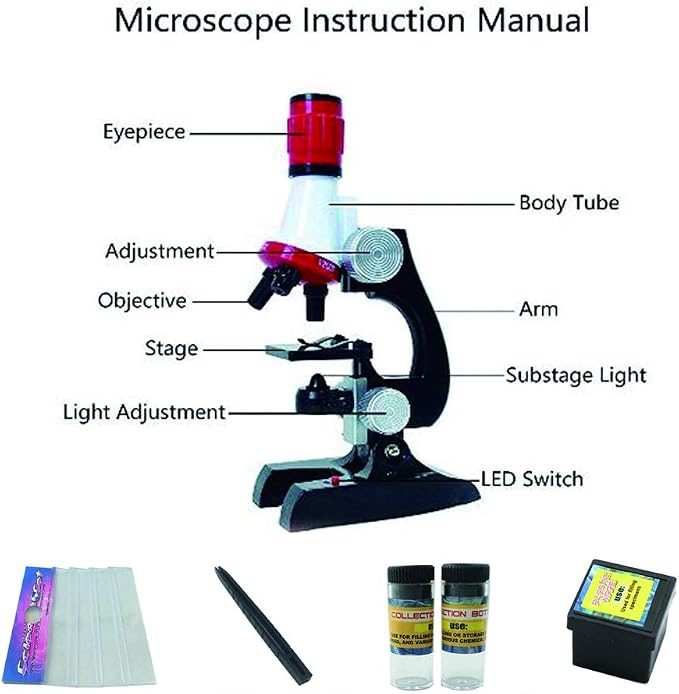 Little World Science Kits for Kids Beginner Microscope Kit with LED 100X 400X and 1200X Magnification Kids Educational Toy Birthday Halloween