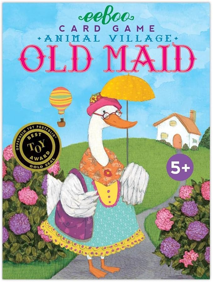 eeBoo Animal Old Maid Playing Card Game, 50 Cards, Ages 5+, 3+ Players | Introduces animals & builds vocabulary. Includes 50 laminated, animal themed cards. Develops patience & concentration