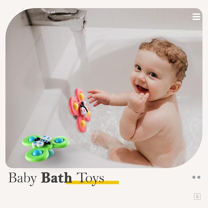Suction Cup Spinner Airplane Travel Toys for 1 Year Old Boy Girl | Spinning Top 12 18 Months,1 2 Year Old Boy Birthday Gift,Baby Bath Toy for Kids Ages 1-3,Sensory Toy for Infant Toddlers