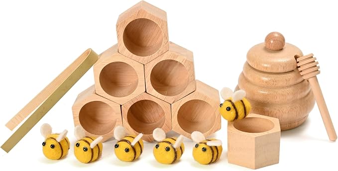 Sorting Stacking Wooden Toys for Toddlers, Wood Bee Hive | Montessori Toys for Toddlers, Sensory Bin Tool Toy, Fine Motor Skill Tactile Toy, Early Learning Educational Gift for Kids