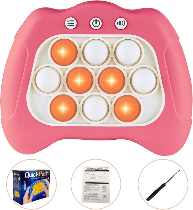 Intoypad Pop The Target! Handheld Speed Push Fidget Game Machine Pink | A Fun Multiplayer Game Sensory Fidget ADHD Autism Toys Birthday Gifts for 6 7 8 9 10 11 12 Years Old Kids Road Trip Car Games