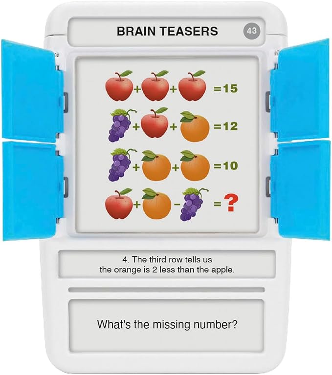 Brain Teasers Travel Game - Solve 100 Puzzles | Flash Cards with Slide Reveal Case | Card Game, Gift, Stocking Stuffer | Hours of Fun for Kids and Adults | Age 6+
