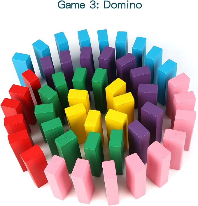 Wooden Blocks Stacking Games 48PCS Tumbling Tower for Kids Families | Tumbling Stacking Blocks Game for Kids and Families, Wood Colorful Balancing Blocks Montessori Toys for Kids with Storage Bag