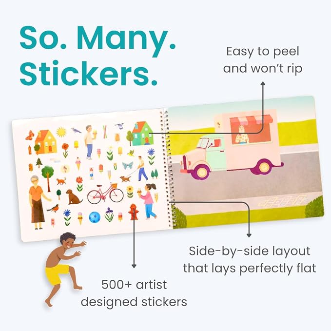 Cupkin Spending Time with Grandma Coloring & Sticker Book | 500+ Stickers | Spiral-bound kids craft format with 12 scenes, 12 art pages, side-by-side viewing, and an easy-peel design for ages 2–8