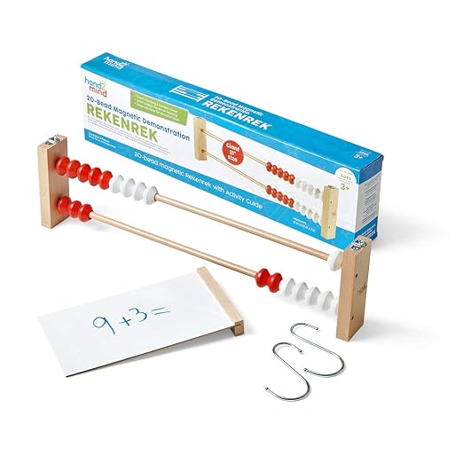hand2mind-93440 20-Bead Giant Magentic Rekenrek Colored Abacus, for Kids, Wooden Counting Math Manipulatives, Learn Counting and Numbers (Set of 1) | Number Rack for Kids, Abacus for Kids Math, Counting Beads, Math Counters, Educational Toys for Elemen...