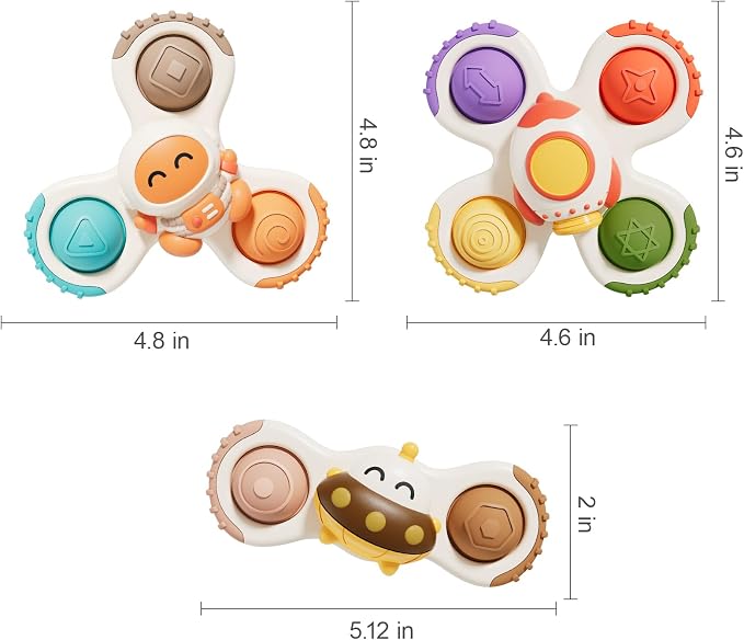 Pop Suction Cup Spinner Airplane Travel Toys for 1 Year Old Boy Girl | Novelty Spinning Tops Infant 12 18 Months,1 2 Year Old Boy Birthday Gift for Toddlers ,Sensory Baby Bath Toy Kids Ages 1-3