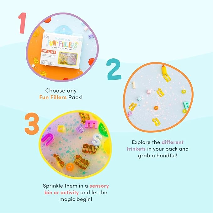 Glo Pals Fun Fillers Sensory Play Accessories Pack, Themed Accessories for Sensory Bins (Explore + Learn)