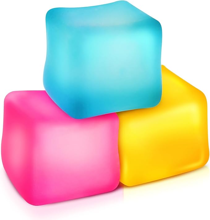 Fidget Toys Stress Cube 3 Pack: High Density Gel Filled Sensory Toys, 2.1" Cube, Anxiety Relief Squishy Fidget Toys, Stress Balls for Adults Kids Children Teens, Fidgets for Classroom | Large 2.1 inches, soft squeeze filling, quiet handheld fidgets for...