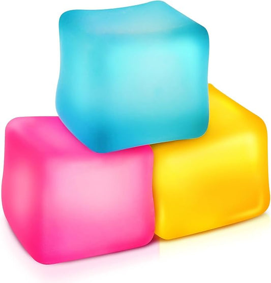 Fidget Toys Stress Cube 3 Pack: High Density Gel Filled Sensory Toys, 2.1" Cube, Anxiety Relief Squishy Fidget Toys, Stress Balls for Adults Kids Children Teens, Fidgets for Classroom | Large 2.1 inches, soft squeeze filling, quiet handheld fidgets for...
