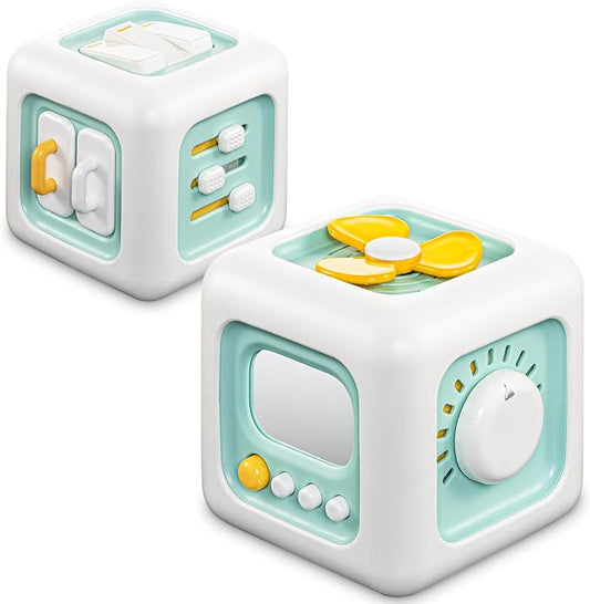 SOCBTNSO Montessori Busy Cube Travel Toy for Toddlers | Learning Fine Motor Skills, 1st Birthday Gifts for 1 Year Old, 6 9 12 Months Baby