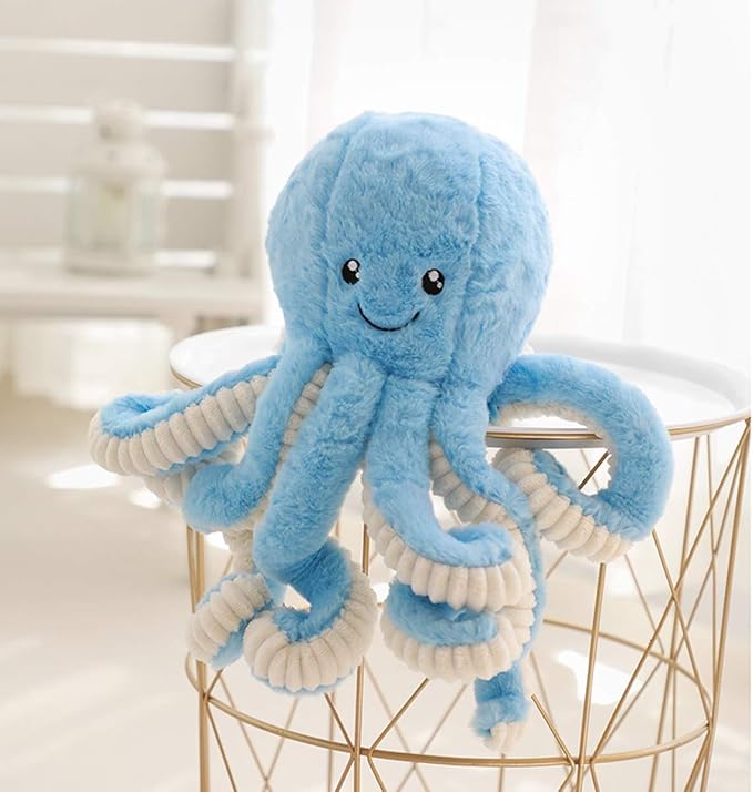 Fluffy Octopus Stuffed Animal Hugging Pillow Plush Toys Doll Blue,31.4Inch | Sweet Smile Face | 8 Springy Tentacles | No Loose Parts | Machine-wash | Safe Polyester Fill | Sturdy Stitched | Ideal Gift