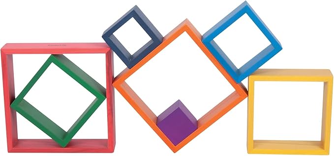 tickit Wooden Rainbow Architect Squares, Nesting Puzzle | Stacking Blocks for Ages 1+