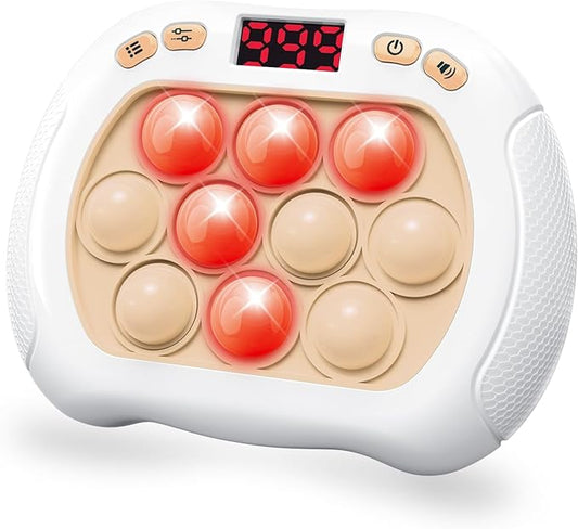 Intoypad Quick Push Pop Game Light Up Fidget Toy for Kids White | 6 Modes LED Screen Quick Push Pop Game Controller Electric Fidget Popper Game Bubble Game Birthday Gifts Toys for Kids Boys