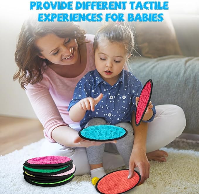 16 Set Round Montessori Sensory Mini Mats Textured Sensory Tiles ＆ Wall | Sensory Toys for Autistic Children, Babies, and Toddlers with Sensory Issues, Tactile Sensory Walls and Sensory Play