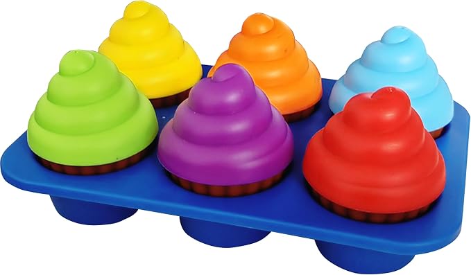 RAINBOW TOYFROG Cupcake Toy Toddler Toy Learning Colors and Shape-Shape Sorting Toys for Toddlers-Geometry Manipulatives Toddler Sensory Toys for Kids - Child Montessori Toys for Girls Boys