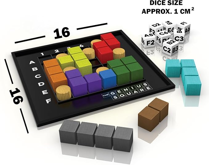 The Genius Square from the Happy Puzzle Company | Game of the Year Award Winner | 60000+ Solutions | STEM Puzzle Game for 1-2 Players | Ages 6 - Adult | Roll the dice and Race to Fill the Grid!