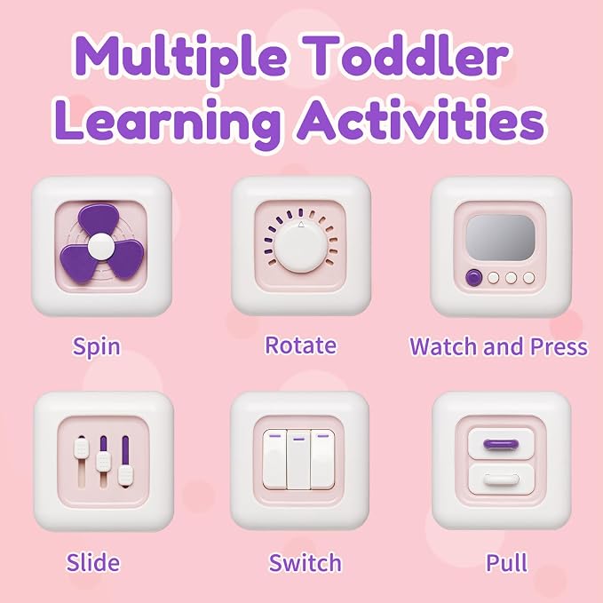 SOCBTNSO Montessori Busy Cube Travel Sensory Toy for Toddlers | Learning Fine Motor Skills, 1st Birthday Gifts for 1 Year Old, 6 9 12 Months Baby